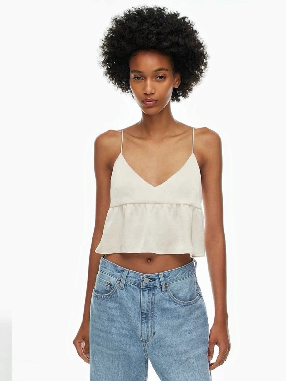 Aritzia Wilfred Lover Satin Camisole Light Birch Small